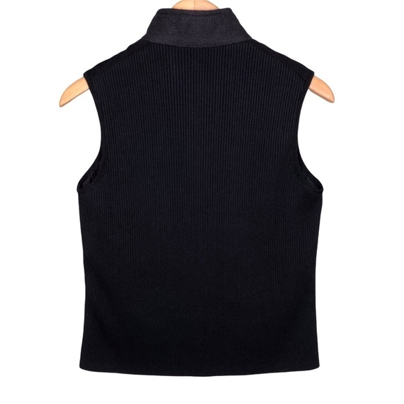 J McLaughlin Bennet Tweed Quilted Vest Ribbed Knit Back Black Size XS - Picture 5 of 11